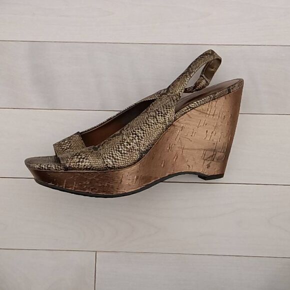 Anne Klein Women's AK Fortuna Snake Skin Pattern Wedge Slingback Sandals 9.5M - Picture 3 of 6